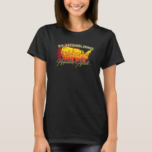 62 National Parks Map Us Park Vintage Camping Hiki T-Shirt
