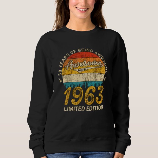 62 Year Old 1963 Retro Awesome 62nd Birthday Gift Sweatshirt (Front)