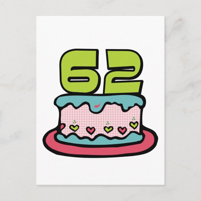 62 Year Old Birthday Cake Postcard (Front)