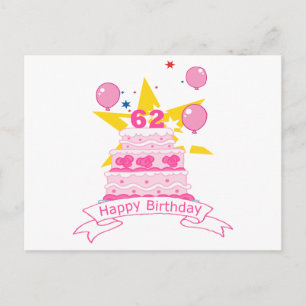 62 Year Old Birthday Cake Postcard