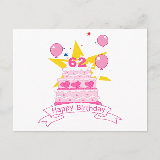 62 Year Old Birthday Cake Postcard (Front)