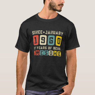 62 Year Old Born In January 1960 Vintage 62Nd Birt T-Shirt