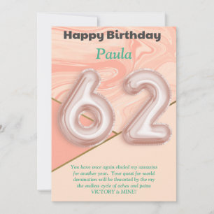 62 year old girls Happy Birthday card