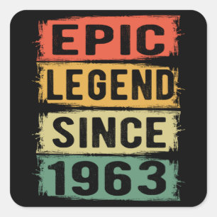 62 Years Old Bday 1963 Epic Legend 62nd Birthday Square Sticker