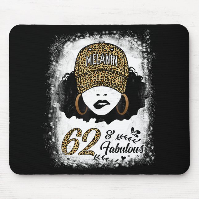 62 Years Old Fabulous Melanin Girl Leopard 62th Bi Mouse Pad (Front)