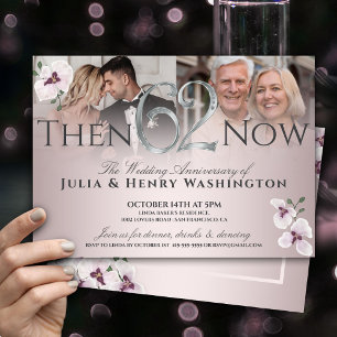 62nd Anniversary Refined Orchid Then And Now Invitation
