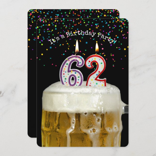 62nd Birthday Beer Party Invitation (Front/Back)