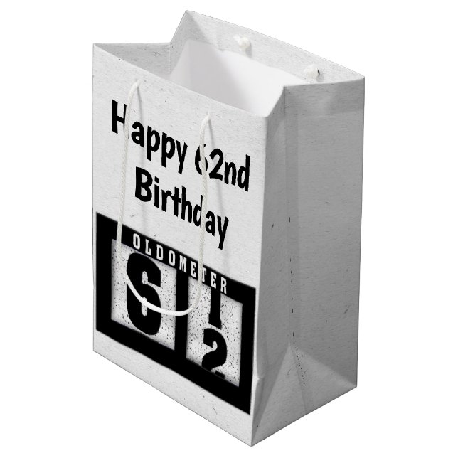 62nd Birthday Black Odometer  Medium Gift Bag (Front Angled)