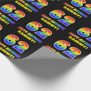 62nd Birthday: Bold, Fun, Simple, Rainbow 62 Wrapping Paper
