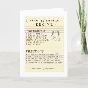 62nd Birthday Card For Mum or Grandma