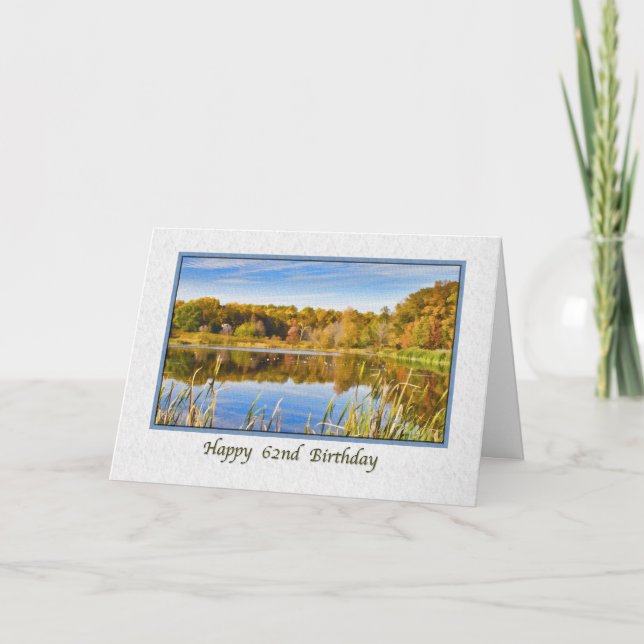 62nd Birthday Card with Lake Reflections (Front)
