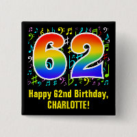 62nd Birthday: Colourful Music Symbols, Rainbow 62