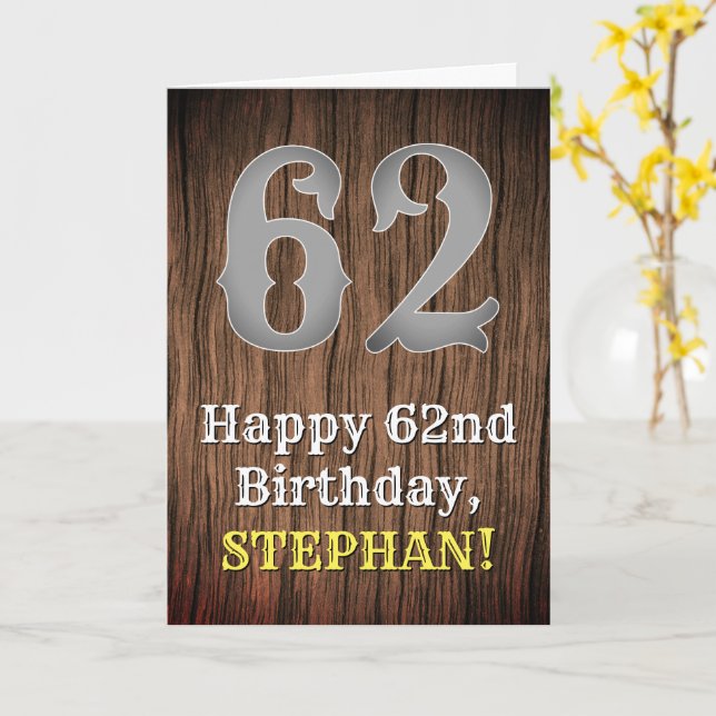 62nd Birthday: Country Western Inspired Look, Name Card (Yellow Flower)