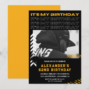 62nd birthday invitations Men Photo Spray paint