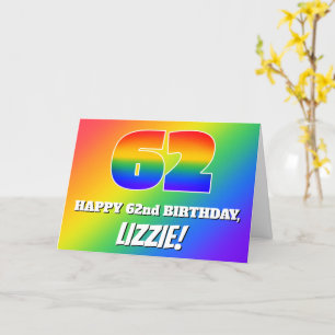 62nd Birthday: Multicolored Rainbow Pattern # 62 Card