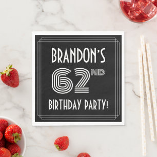 62nd Birthday Party: Art Deco Style + Custom Name Napkin