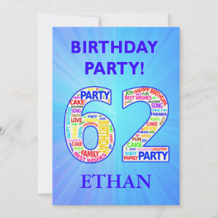 62nd Birthday Party Invitation Add a Name