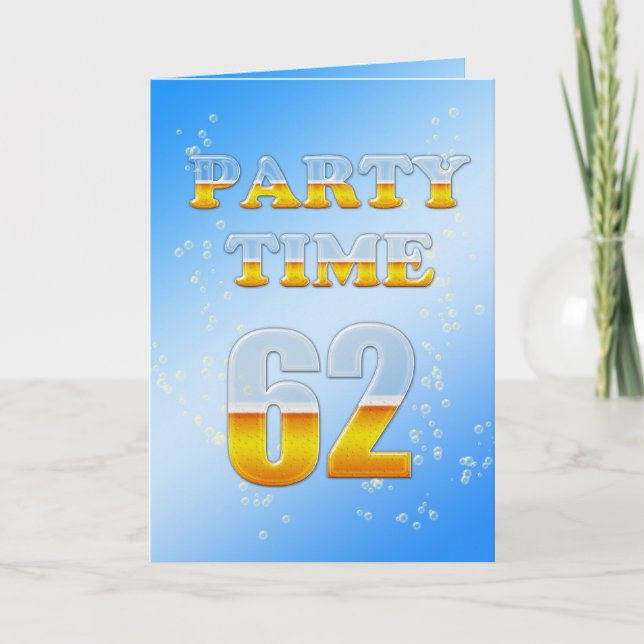 62nd birthday party invitation with lots of beer (Front)