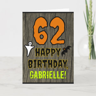 62nd Birthday: Spooky Halloween Theme, Custom Name Card