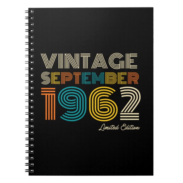 62nd Birthday Vintage September 1962 Limited Edtn. Notebook (Front)