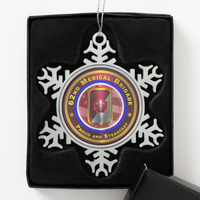 62nd Medical Brigade Snowflake Pewter Christmas Ornament (Box)