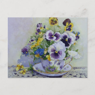 6300 Pansies in Teacup Postcard