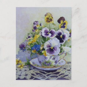 6300 Pansies in Teacup Postcard