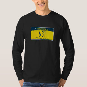 631 Area Code Long Island NY New York License Plat T-Shirt
