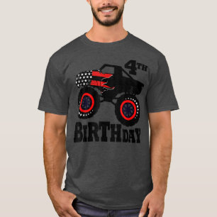 631J American Flag Monster Truck 4th Birthday 2018 T-Shirt