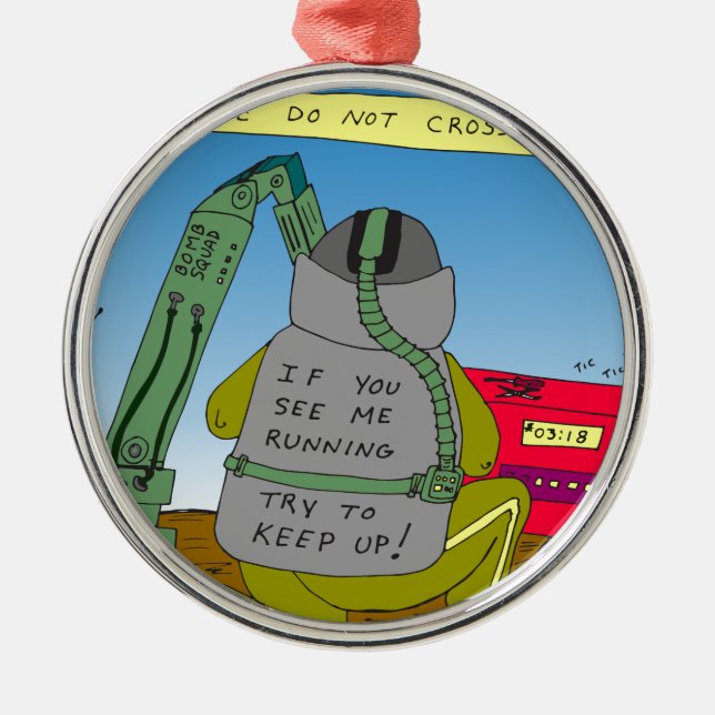 632 bomb squad run cartoon metal tree decoration (Front)