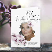 63 & Fabulous Orchid Photo Birthday Greeting Card