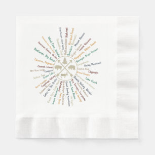 63 National Parks Map Gifts US Park Vintage Campin Napkin