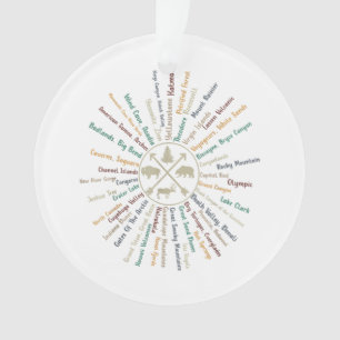 63 National Parks Map Gifts US Park Vintage Campin Ornament