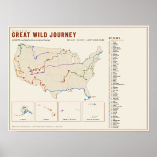 63 National Parks Road Trip Map Poster
