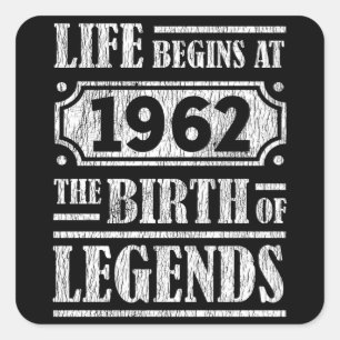 63 Year Old 1962 Birth Of Legend 63rd Birthday Square Sticker