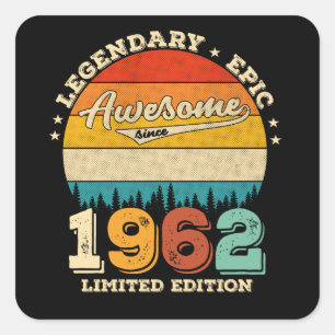63 Year Old Bday 1962 Awesome 63rd Birthday Gift Square Sticker