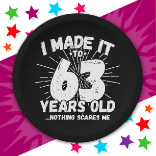 63 Year Old Sarcastic Meme Funny 63rd Birthday Paper Plate