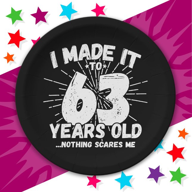 63 Year Old Sarcastic Meme Funny 63rd Birthday Paper Plate (Creator Uploaded)
