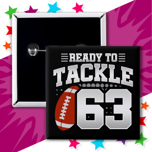 63 Year Old Tackle Football Party 63rd Birthday 15 Cm Square Badge