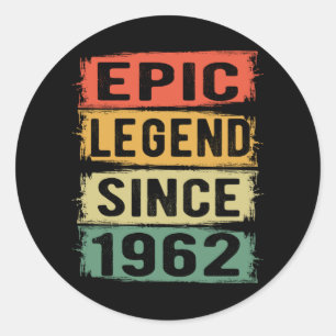 63 Years Old Bday 1962 Epic Legend 63rd Birthday Classic Round Sticker