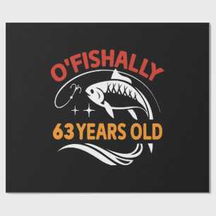63 Years Old funny birthday gift dad fisherman Wrapping Paper