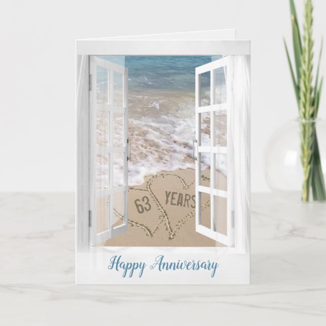 63rd Anniversary Beach Hearts  Card (Front)