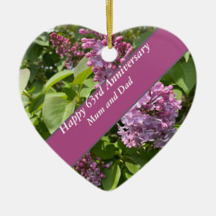 63rd Anniversary Lilac Editable Ceramic Tree Decoration