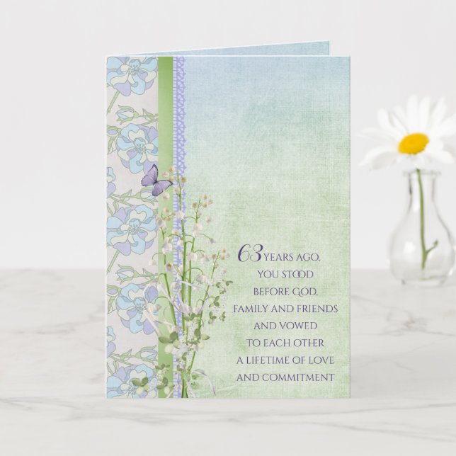 63rd Anniversary Lily of the Valley bouquet Card (Small Plant)