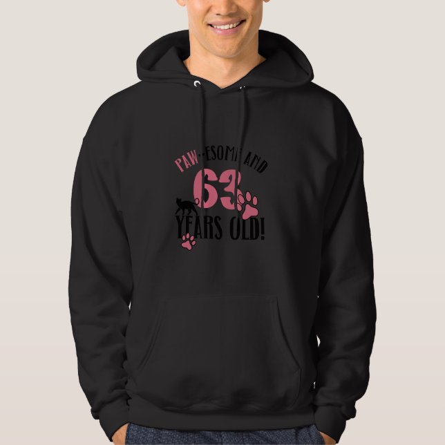 63rd Birthday 63 Years Old Cat Mum Cat Lover Birth Hoodie (Front)