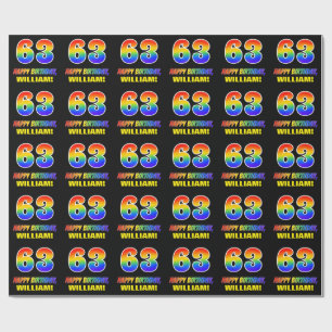 63rd Birthday: Bold, Fun, Simple, Rainbow 63 Wrapping Paper