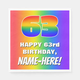 63rd Birthday: Colourful, Fun Rainbow Pattern # 63 Napkin