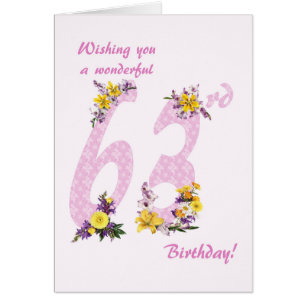 63rd Birthday Flower Decorated Numbers