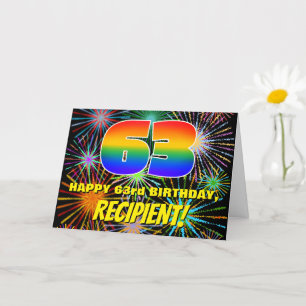 63rd Birthday: Fun, Colourful Celebratory Firework Card