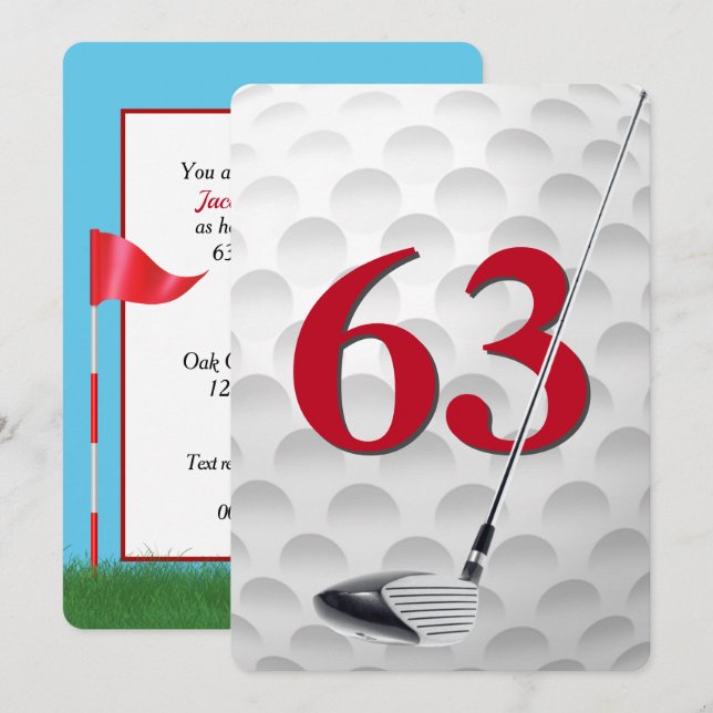 63rd Birthday Golf Theme Party Invitation (Front/Back)